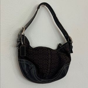 Coach Vintage Black Mini Hobo Soho Signature Canvas Shoulder Bag Y2K 90s Retro
